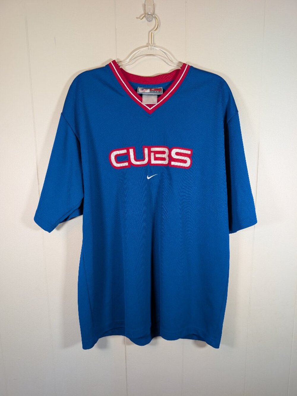 NIKE Vintage Chicago Cubs Jersey Mens XL Blue MLB Y2K Team Pullover V Neck